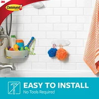 Crochet à usages multiples pour la salle de bain BATH21-EF CommandMC, grand, givré, 2,3 kg (5 lb), 1 crochet, 2 bandes résistant à l’eau