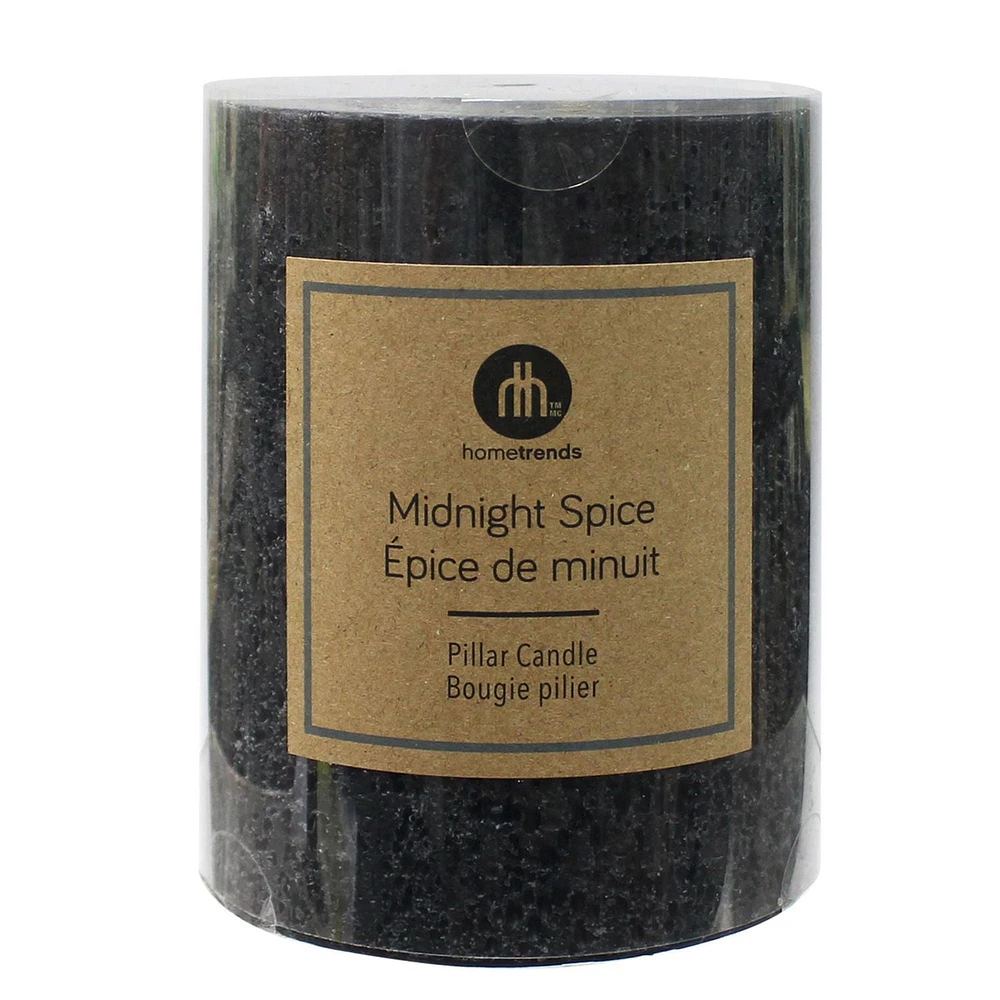 Hometrends 5" Bougie pilier parfumée ÉPICE DE MINUIT 4" diamètre x 5" hauteur