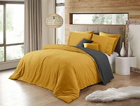 Reversible Natural Crinkle Fabric Ultra Soft Solid Duvet Cover Set