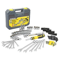 WorkPro Mechanics Tool Set - 121 Piece, 1/4" & 3/8" Drive reversible