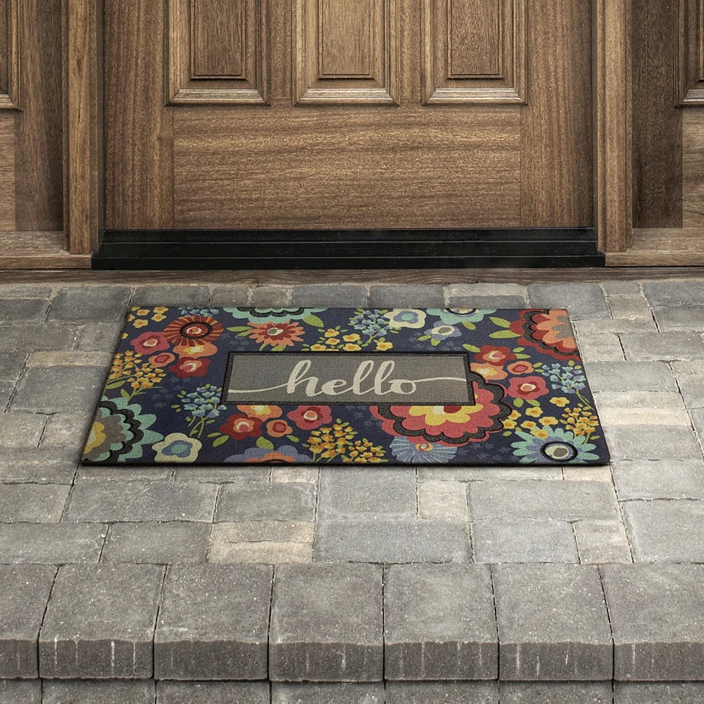 Mainstays Accueil Floral 18x30 Paillasson Tapis d’entrée Flo Hello