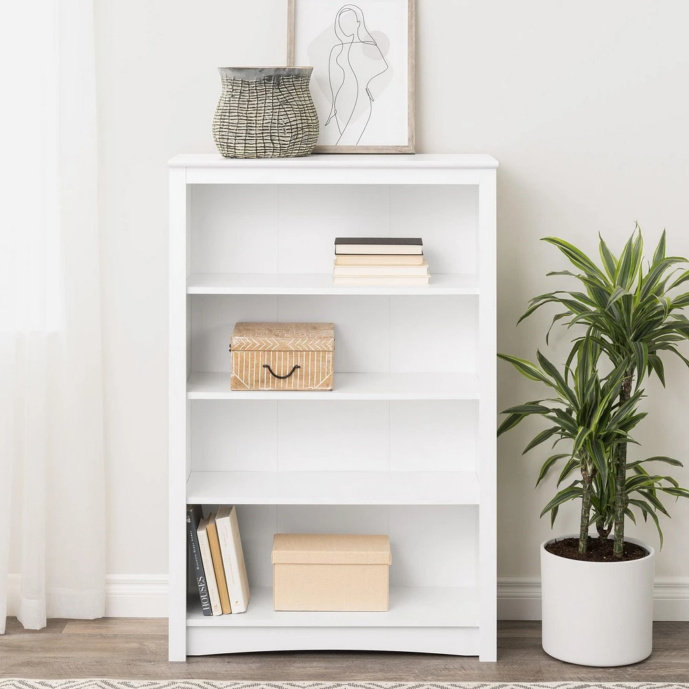 Prepac Bibliothèque standard à 4 tablettes pour bureau à domicile, blanc