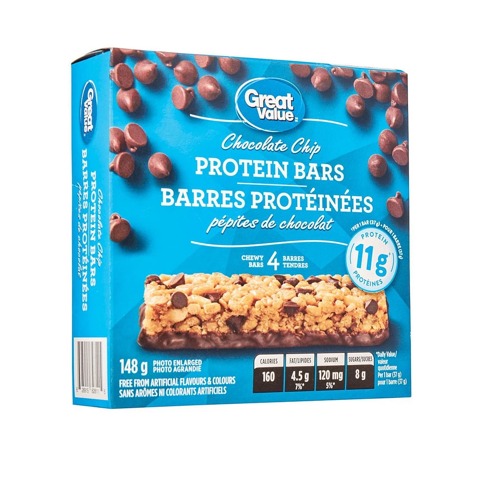 Great Value Chocolate Chip Protein Bars, 148 g