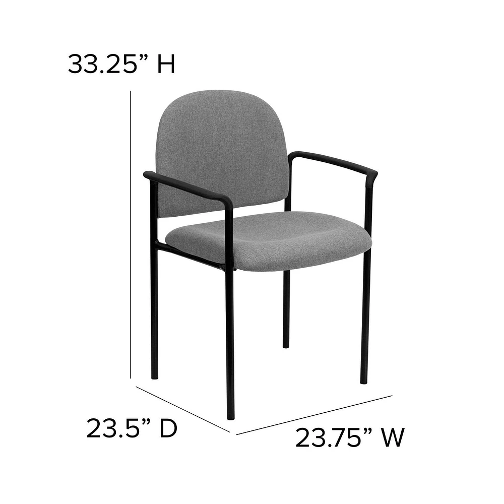 Chaise de réception auxiliaire empilable de confort en acier et tissu gris avec appui-bras