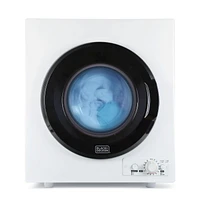 Sécheuse compacte Black + Decker BCED26 pour prise murale standard, petite, 5 modes, volume de charge 8,8 lb, blanche