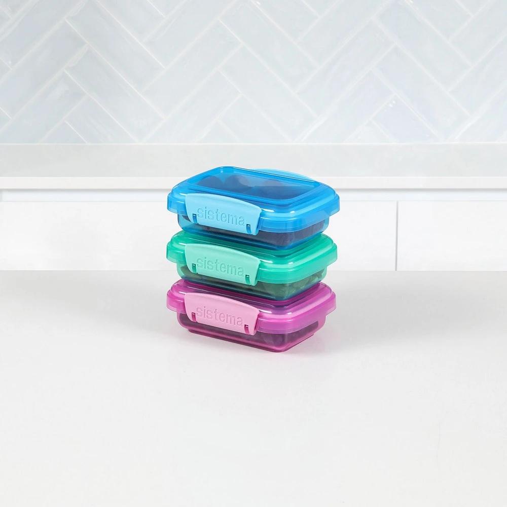 Sistema Lunch Collection Food storage Containers, Assorted Colours, 3 Pack