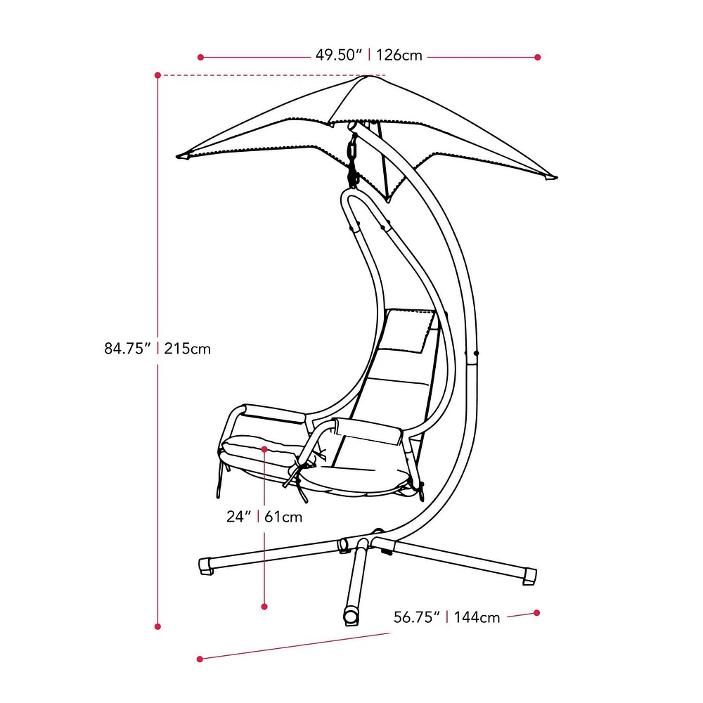 Chaise balançoire Kinsley Lounge avec auvent réglable et amovible