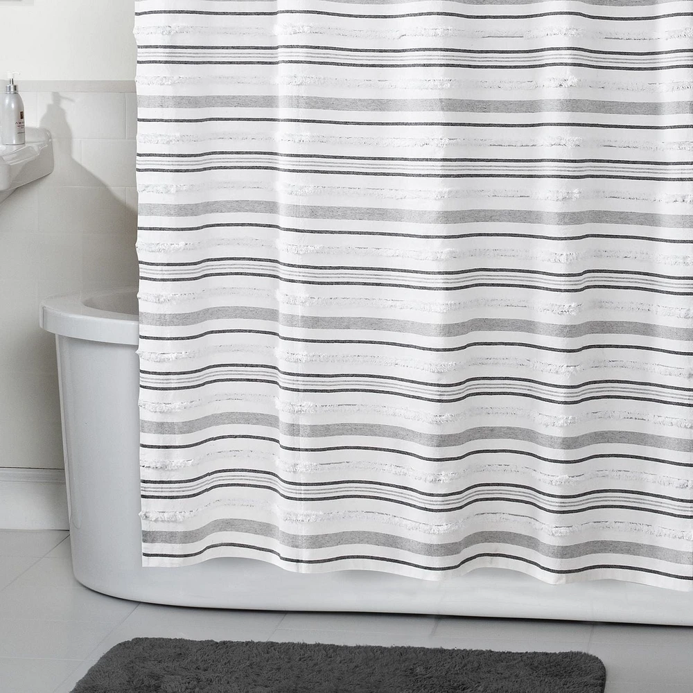 Hometrends Graham Tufted Loop Heavy Weight Woven Fabric Shower Curtain, 70" x 72"
