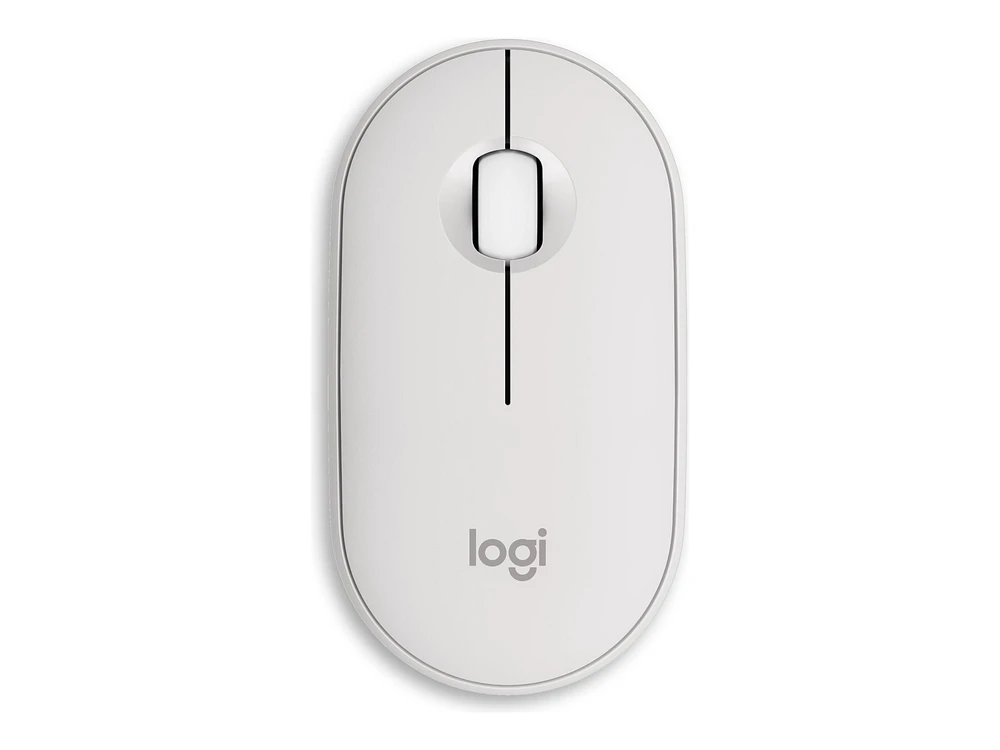 Logitech Pebble Mouse 2 M350s Slim Bluetooth Wireless Mouse, Portable, Lightweight, Customizable Button - Tonal White