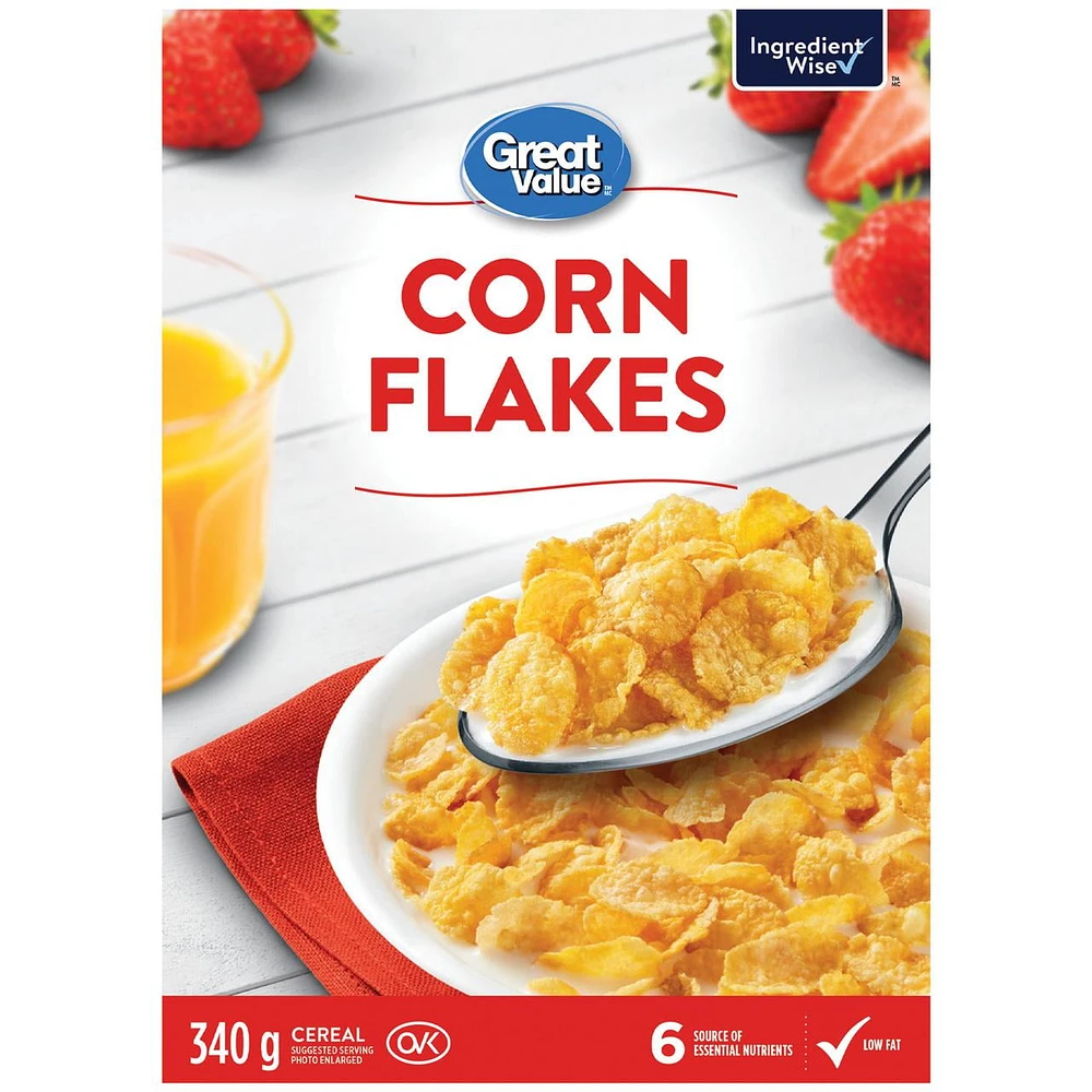 Great Value Corn Flakes Cereal, 340 g