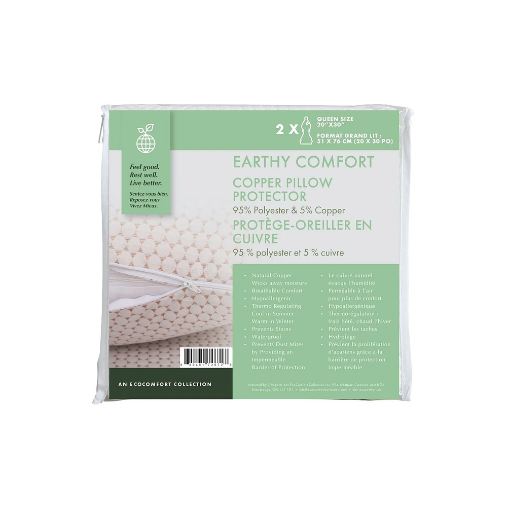 Earthy Comfort Copper Pillow Protector - Queen
