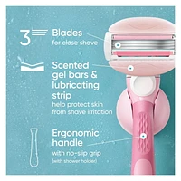 Venus ComfortGlide White Tea Women's Razor Blades, with Built-in Shave Gel Bars, 4 Razor Blade Refills, 4CT