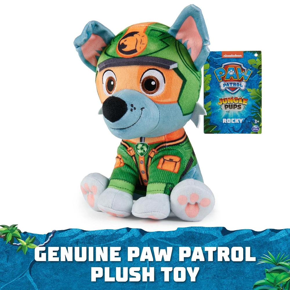 PAW Patrol Jungle Pups, Peluche Zuma de 20,3 cm, animal en peluche pour les garçons et les filles à partir de 3 ans