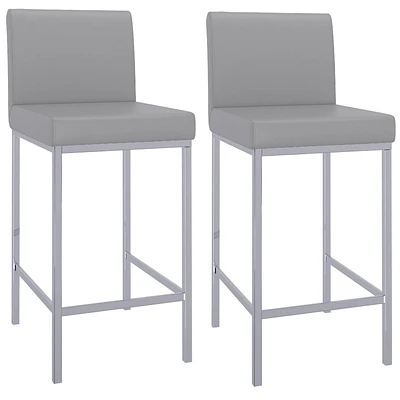 Set of 2 Modern Counter Stools, Grey