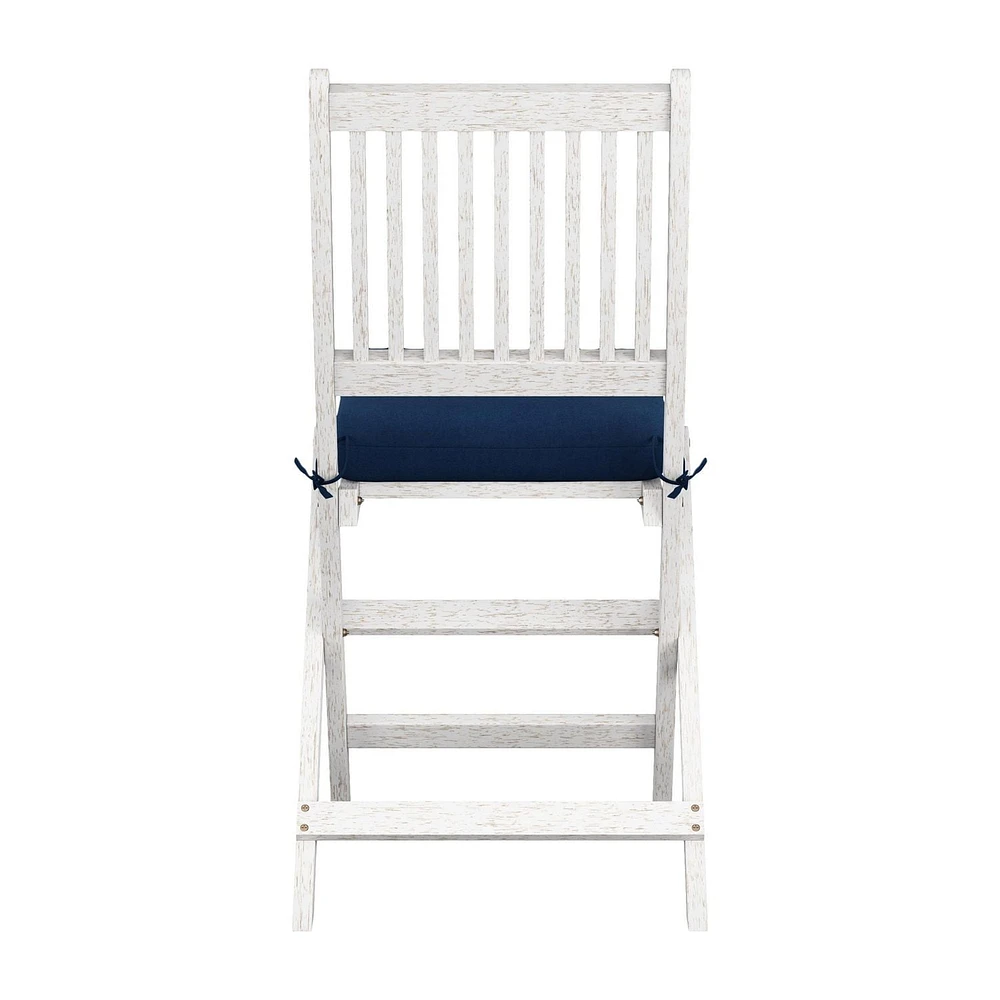 Chaises de salle à manger pliantes portables d'extérieur en bois dur massif Miramar de CorLiving avec coussins de siège - Ensemble de 2