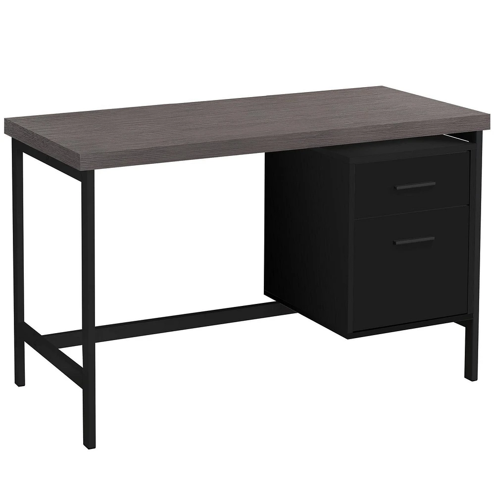 Monarch Specialties Computer Desk, Home Office, Laptop, Left, Right Set-up, Storage Drawers, 48"l, Work, Metal, Laminate, Black, Grey, Contemporary, Modern