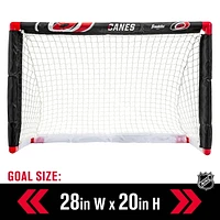 Franklin Sports Ensemble de mini hockey Hurricanes de la NHL – But de hockey intérieur pour enfants, ballon, 2 mini bâtons de hockey