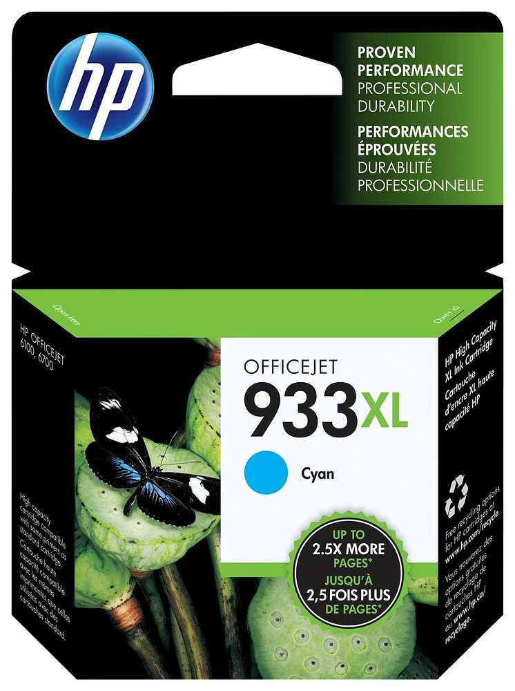HP 933XL Cartouche d’encre cyan à rendement élevé d'origine (CN054AN)