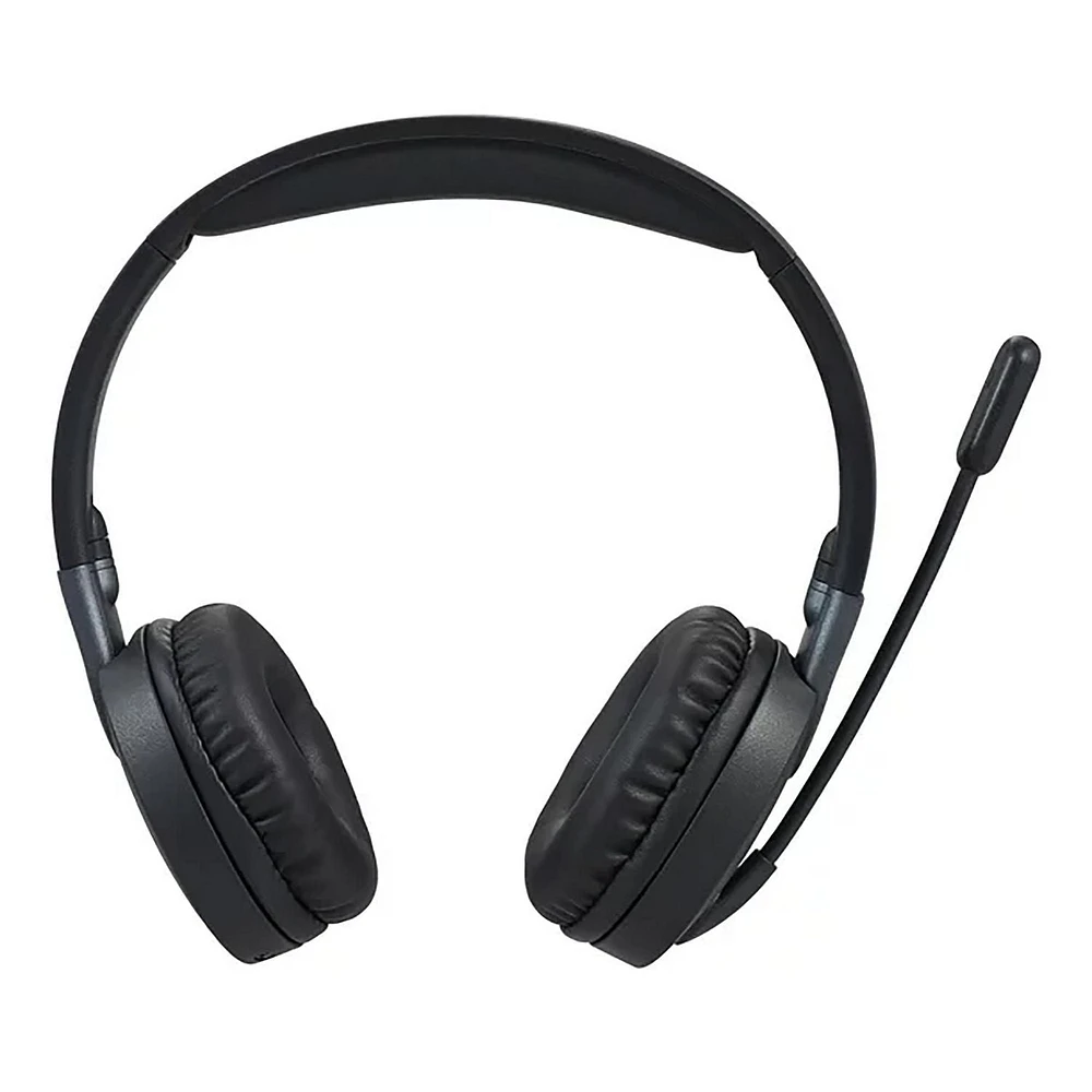 onn. Bluetooth Wireless On-Ear PC Headset with Rotating Boom Microphone, Up To 50 Hours Playtime