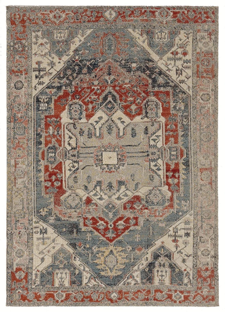 Tapis Grand Zéro Anlow ivoire & bleu de 8 pi x 10 pi