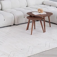 Tapis d'interieur abstrait Rug Branch Casa, beige creme, boheme - Salon, chambre
