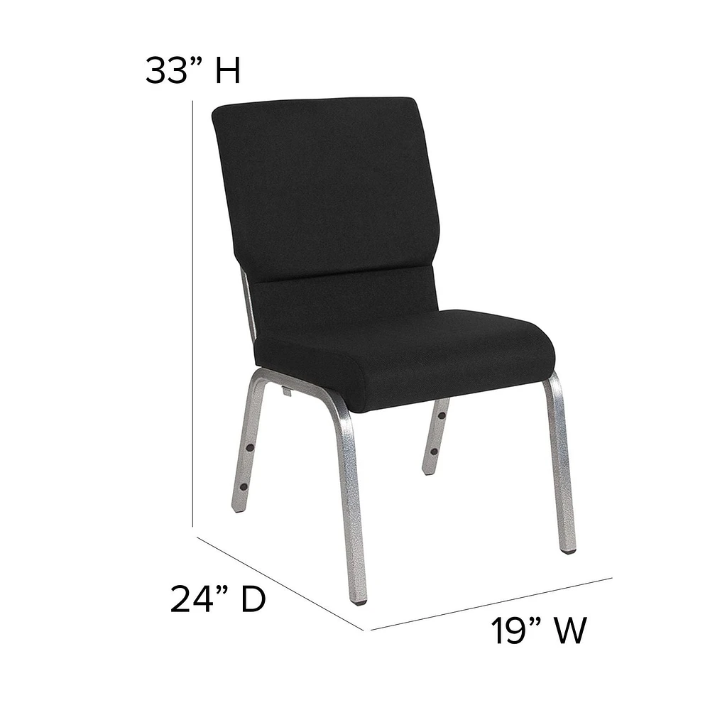Flash Furniture Hercules Series 21''W Stacking Church Chair in Black Fabric