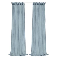 Loft Living Peoria Transparent Double Tetiere panneau de rideau 52 x 108 in Bleu