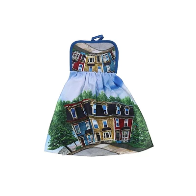 IH Casa Decor Microfibre Tie Hand Tounle Whimsical Rowhouse - Ensemble De 2
