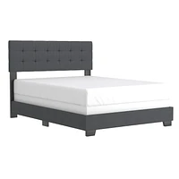 Grand lit moderne de 60 po revêtu de tissu, charbon