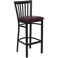 2 Pk. HERCULES Series Black School House Back Metal Restaurant Barstool - Burgundy Vinyl Seat
