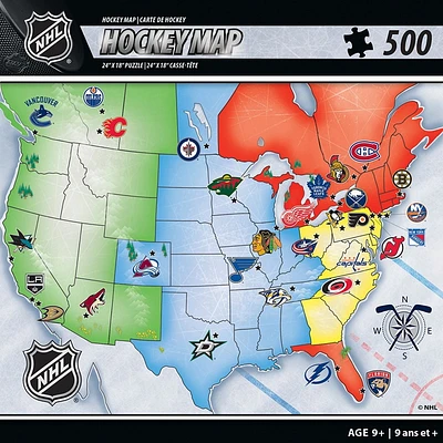 Masterpieces Puzzle Company NHL Hockey Map 24" X 18" Puzzle