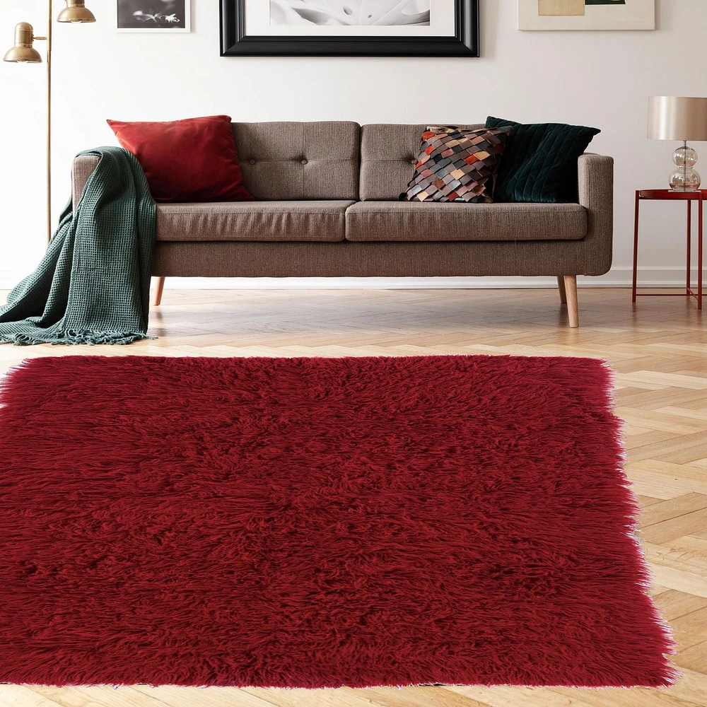 New Flokati 1400gr 5' x 8' Area Rug, Red