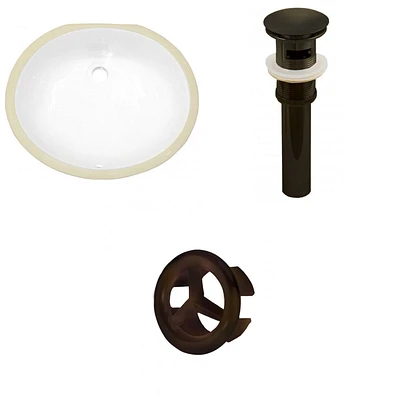 19.5-in. W CUPC Oval Bathroom Undermount Sink Set In White - Oil Rubbed Bronze Hardware - Overflow Drain Incl. AI-20388
