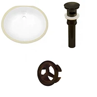 19.5-in. W CUPC Oval Bathroom Undermount Sink Set In White - Oil Rubbed Bronze Hardware - Overflow Drain Incl. AI-20388