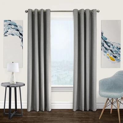 Nova, panneau de rideau à œillets en faux lin texturé, 100% occultant 52" x 63", greige