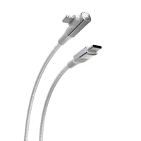 Scosche Ci4BRA4WT-SP Strikeline RA Premium USB-C to Right-Angle MFi Certified Charge & Sync Braided Cable 4-ft. White/Silver