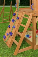 Mountain View Playset with Tarp Roof, Monkey Bars, Climbing Wall & Slide