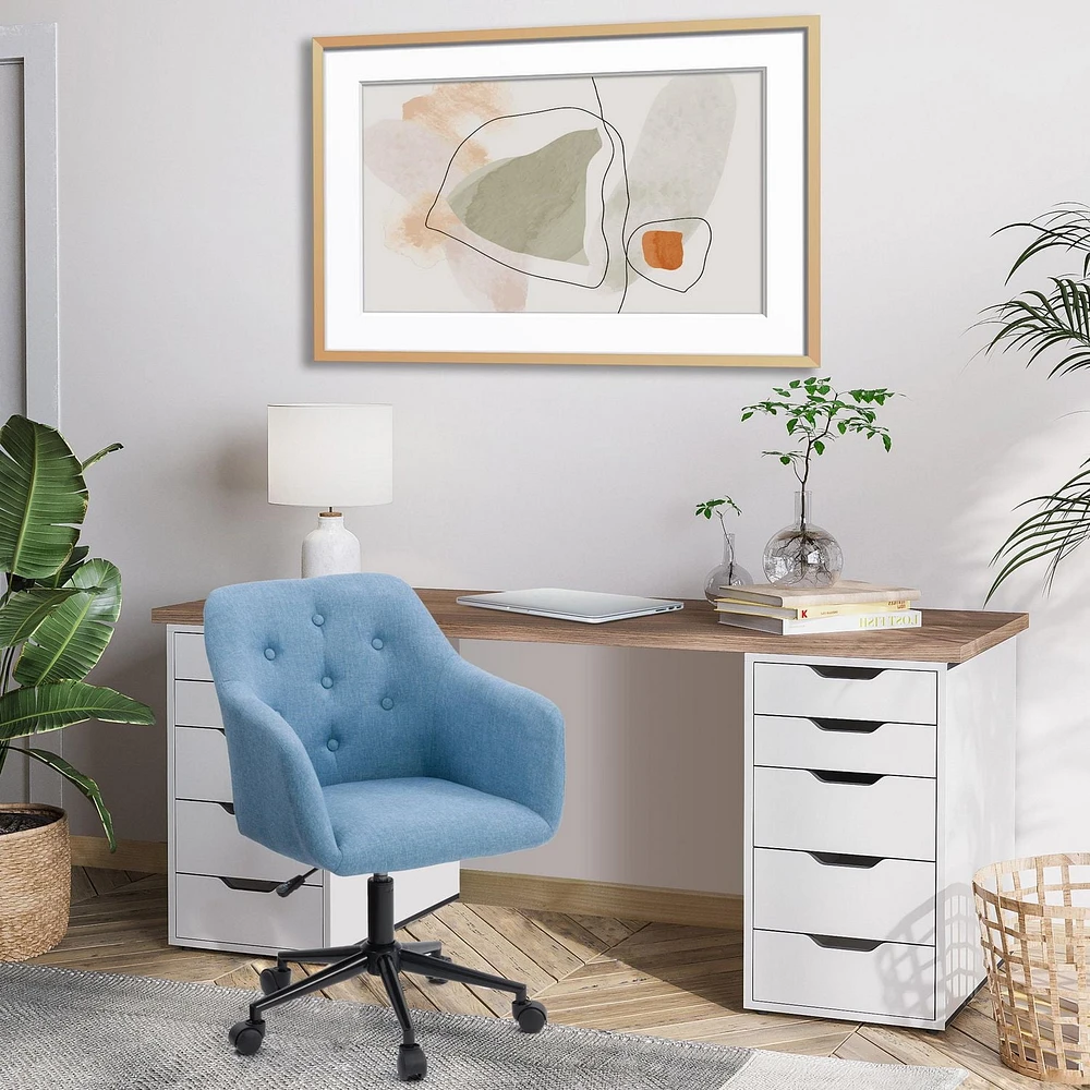 Chaise de travail pour adulte CorLiving Natasha, rembourrée et capitonnée, à hauteur réglable, avec accoudoirs