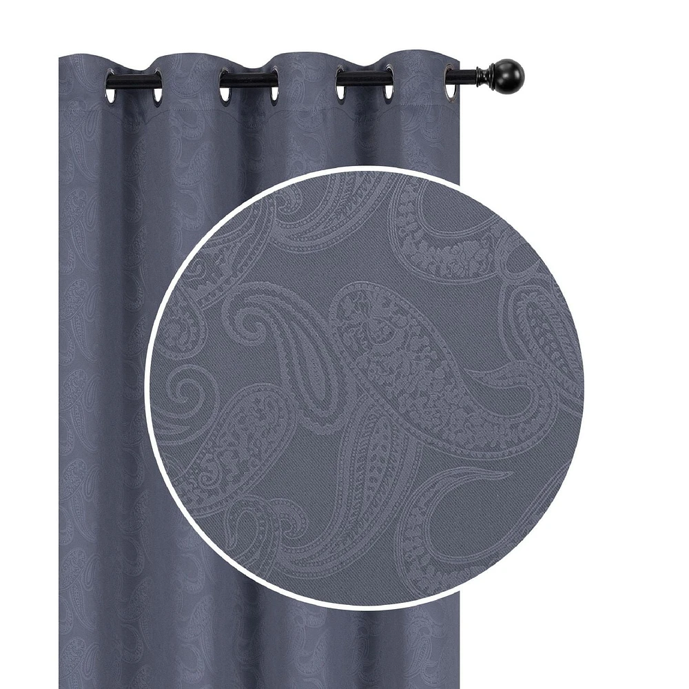 Panneau Occultant En Relief W 8 Grom (Paisley) (Gray) (84" ) - Set of 2