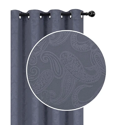 Panneau Occultant En Relief W 8 Grom (Paisley) (Gray) (84" ) - Set of 2