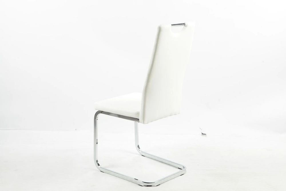 Chaises de salle à manger Aerys Marie avec base chromée en PU blanc (ensemble de 4)