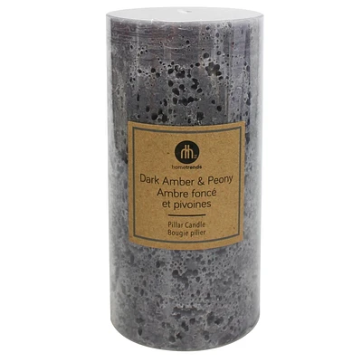 Hometrends 6" Bougie pilier parfumée AMBRE FONCÉ ET PIVOINES 3" diamètre x 6" hauteur