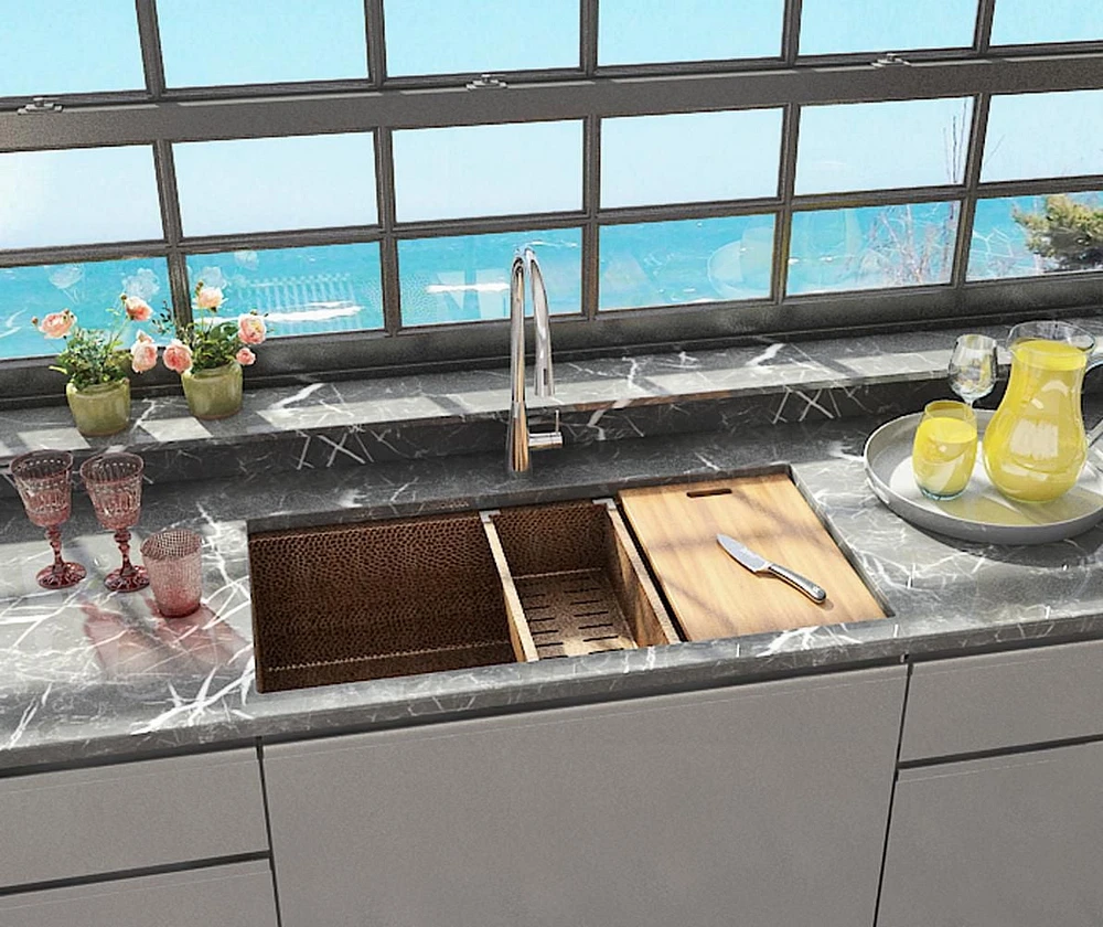 American Imaginations 27-in. W CSA Approved Copper Kitchen Sink With 1 Bowl And 16 Gauge AI-29186