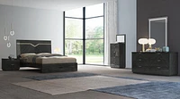 Tête de lit Queen Size K-Living Stark avec finition grise Angley et lumières LED Accent