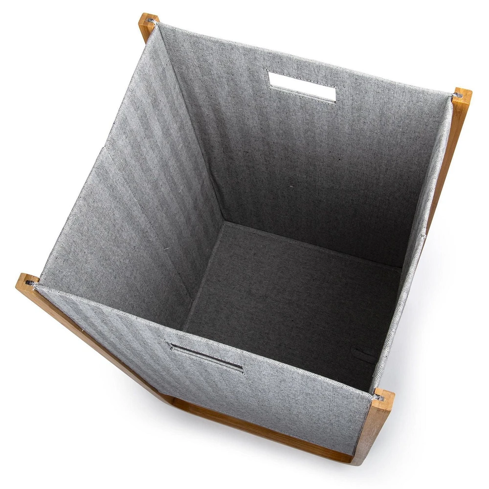 Truu Design Modern and Sleek Woven Paper and Bamboo Grey Laundry Hamper