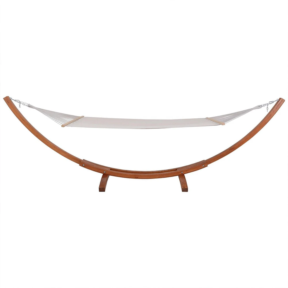 Deko Living Outdoor Cedar Wood Hammock with White Textilene Fabric