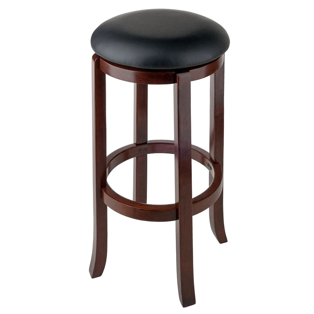 Winsome Tabouret de bar à siège pivotant Walcott, noir et noyer