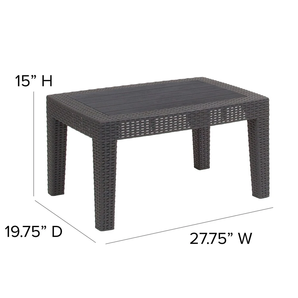 Light Gray Faux Rattan Coffee Table