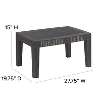 Light Gray Faux Rattan Coffee Table
