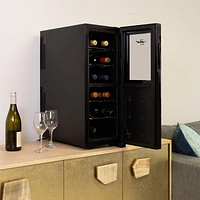 Koolatron 12 Bottle Dual Zone Wine Cooler Freestanding, Wine Fridge, Double Paned Tempered Glass Door for Reds, Whites, Rose and Sparkling Wine